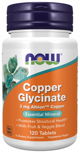 NOW Copper Glycinate, 120 таблеток