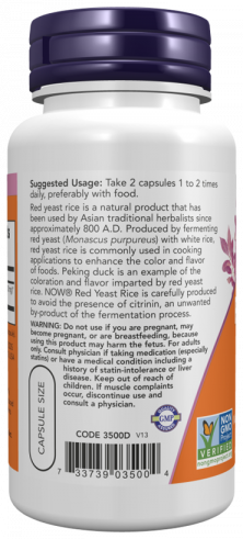 NOW Red Yeast Rice 600 mg, 60 капсул