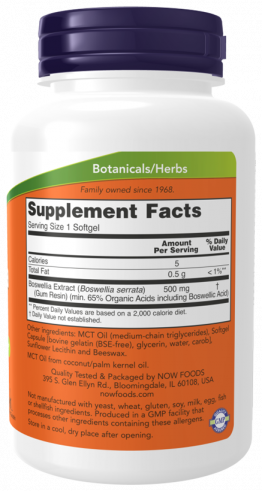 NOW Boswellia Extract 500 mg, Босвеллия Экстракт 500 мг, 90 капсул