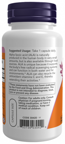 NOW Alpha Lipoic Acid, 120 капсул