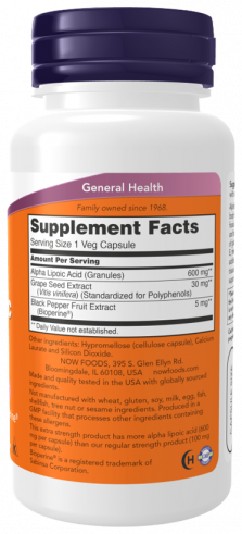 NOW Alpha Lipoic Acid, 120 капсул