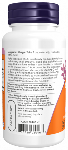NOW Alpha Lipoic Acid, 120 капсул
