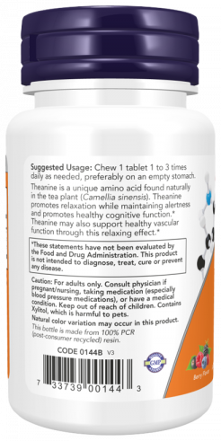 NOW L-Theanine 100 mg, 90 таблеток