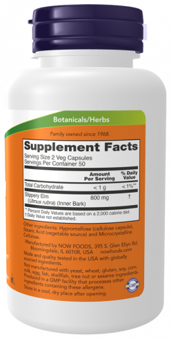 NOW Slippery Elm 400 mg, 100 капсул